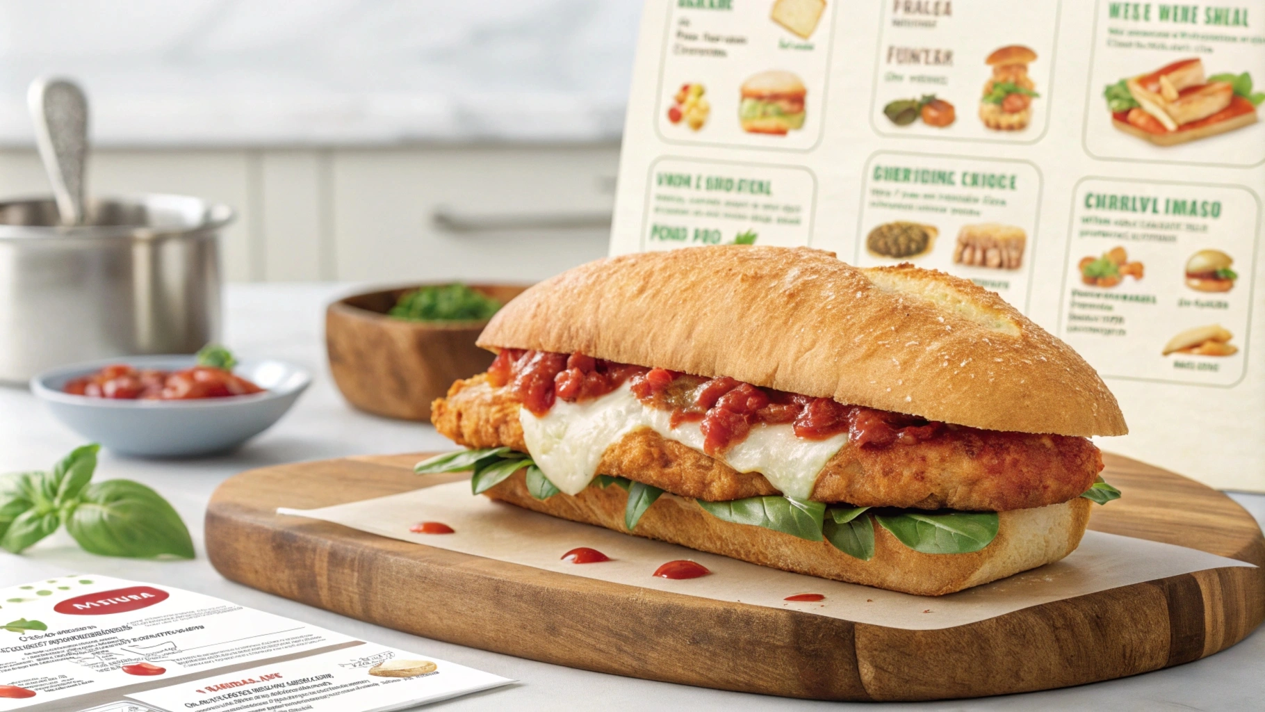 Classic Chicken Parm Sandwich on a plate.