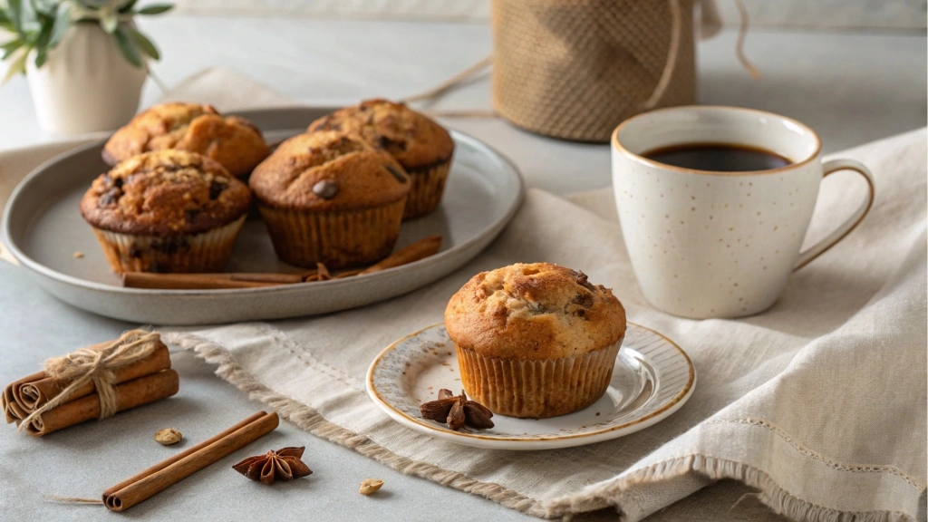 Muffins served with coffee