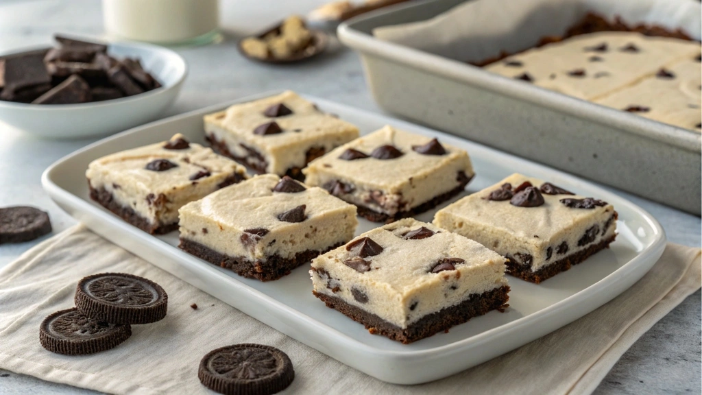 Cookies & Cream Dessert Bars Cut into Squares