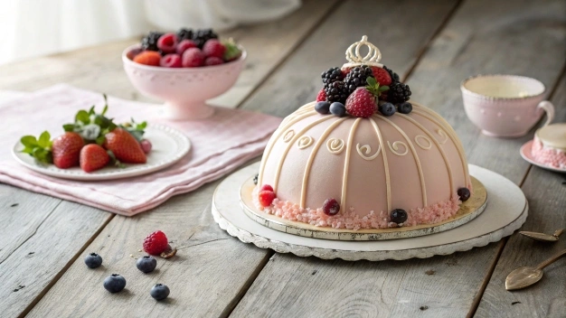 Modern Flavors of Princess Cake with Berry Toppings