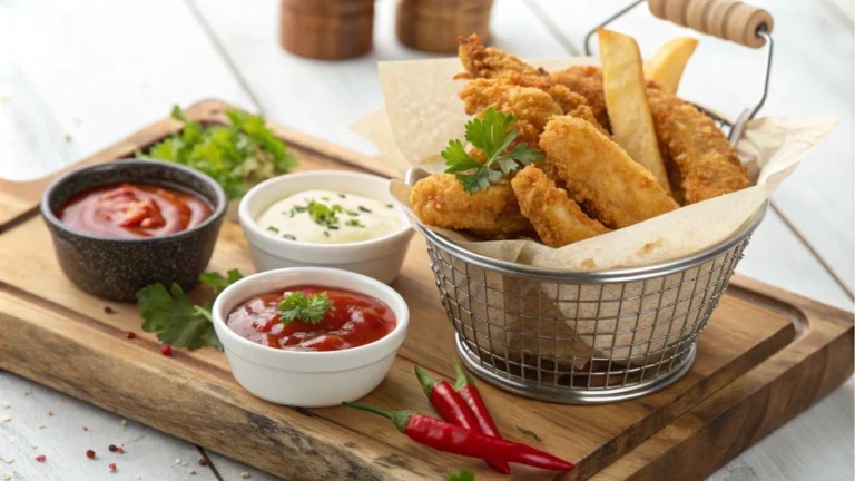 Crispy chicken fries served with a variety of dipping sauces