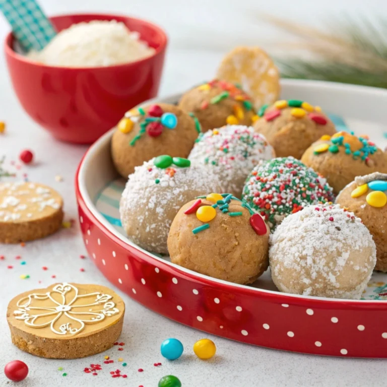 Peanut butter balls decorated with sprinkles and coconut flakes