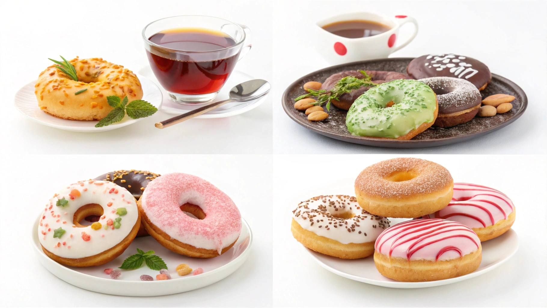 A global assortment of glazed donut varieties.