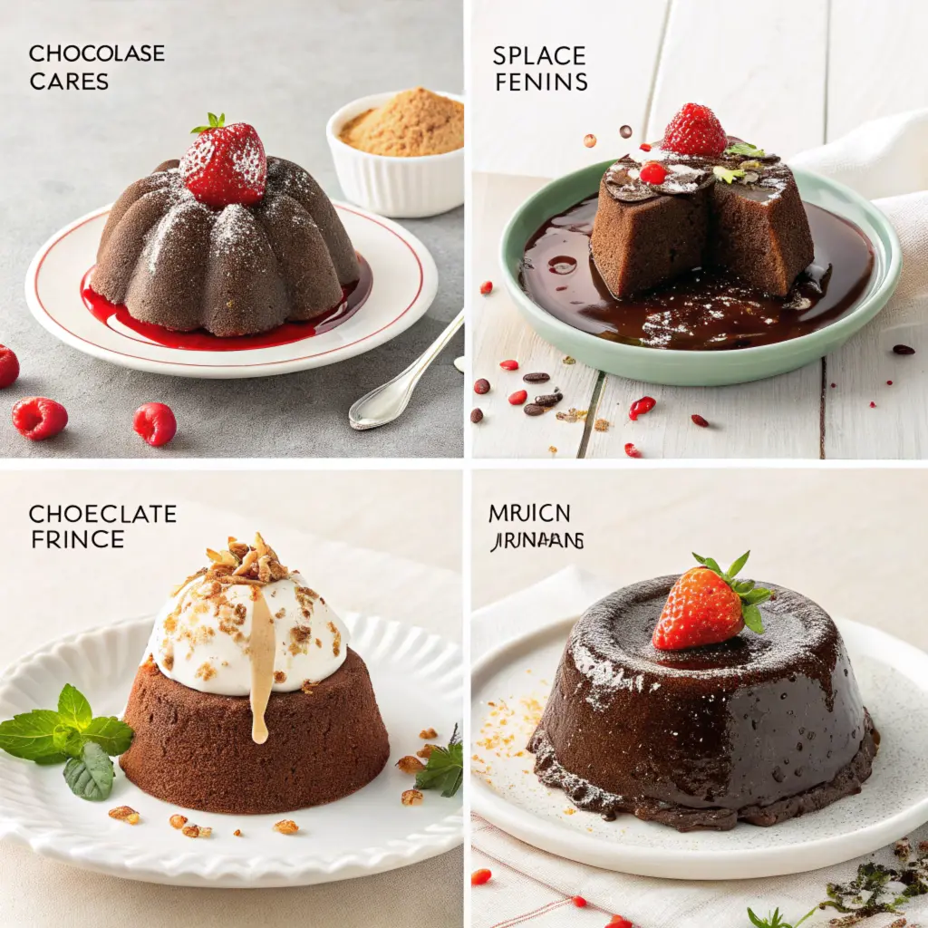 Molten chocolate cakes with regional twists, including matcha, hazelnut, and cardamom flavors