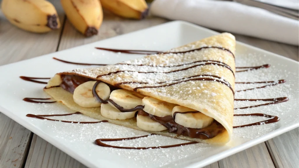 Sweet crepa with Nutella and banana slices
Sweet crepas use all-purpose wheat flour