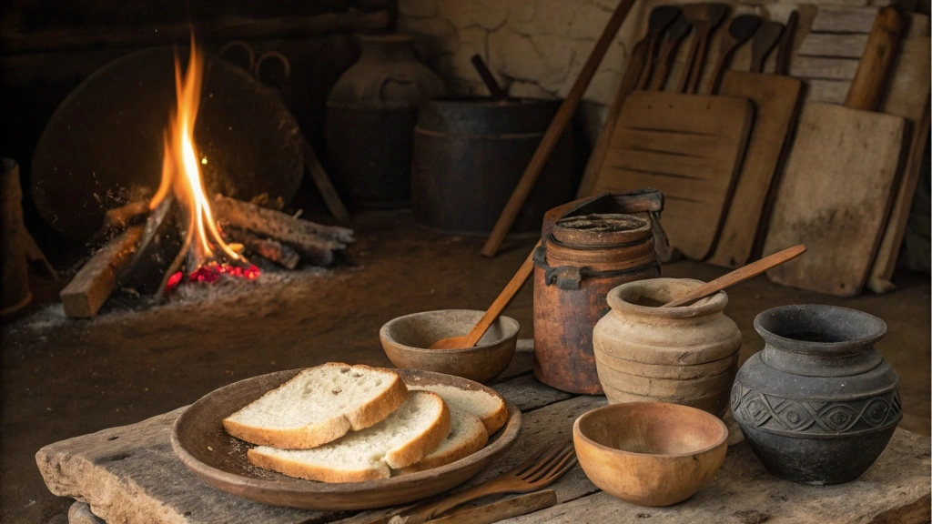 Ancient bread being toasted over an open fire