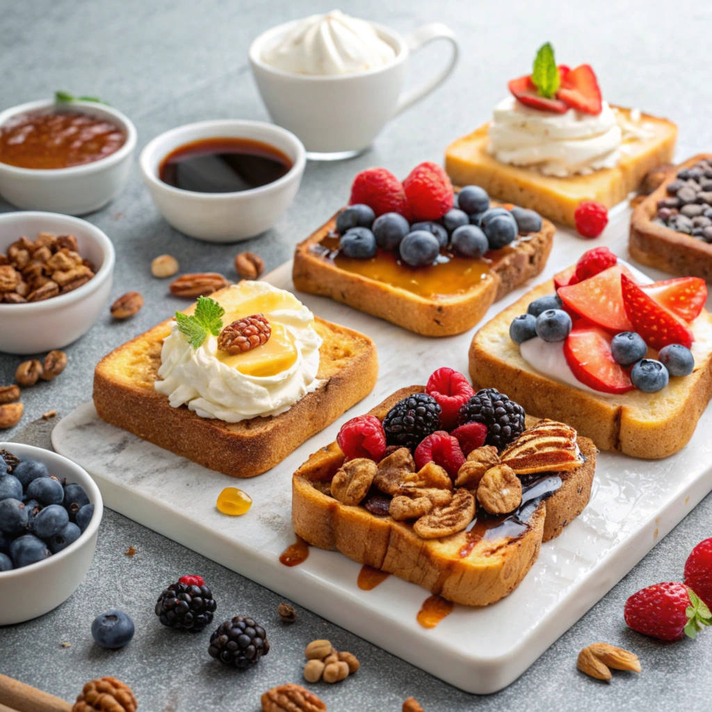 A DIY toppings bar with fruits, syrups, and whipped cream