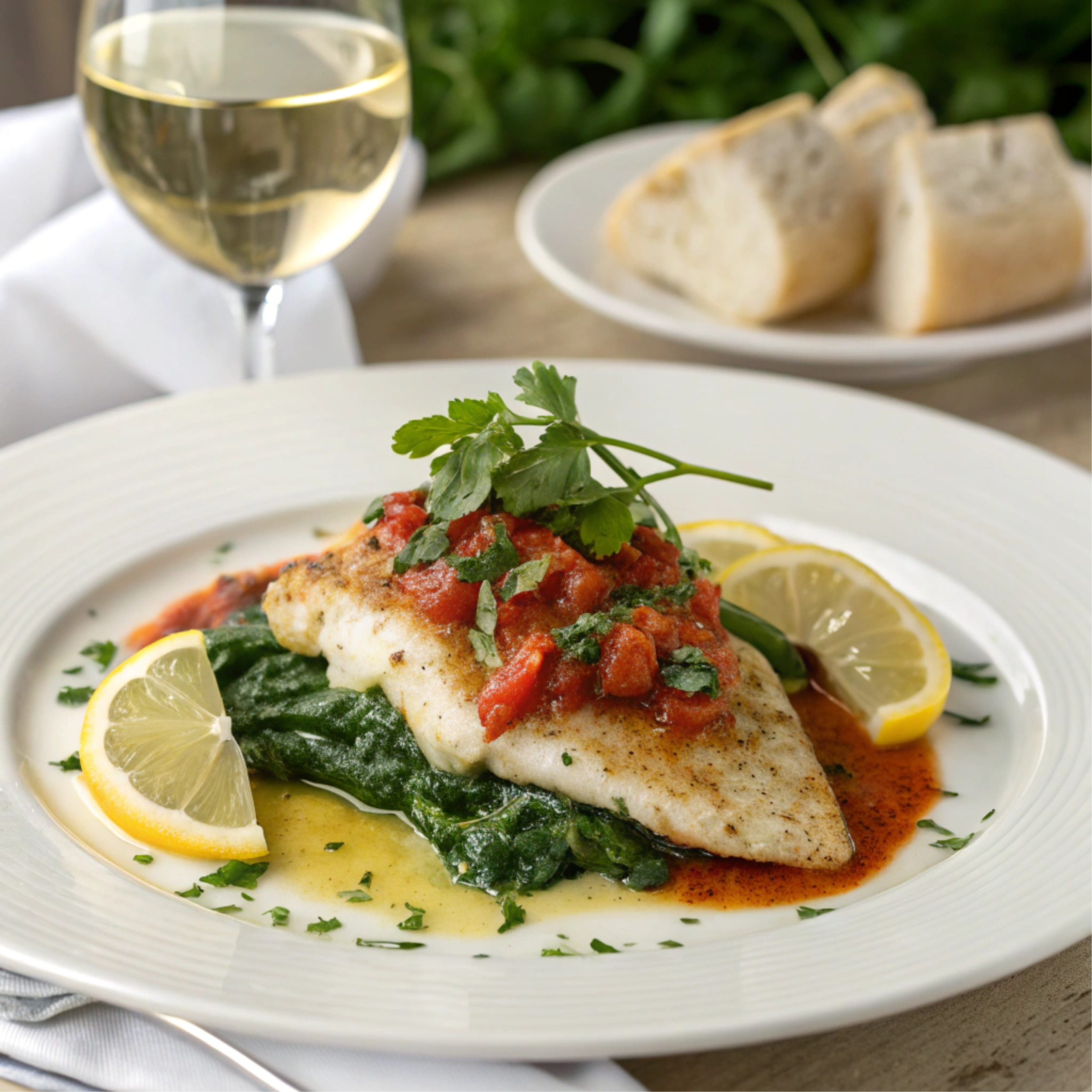 how to cook flounder florentine with spinach​