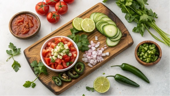 Ingredients for Pickle de Gallo laid out before preparation