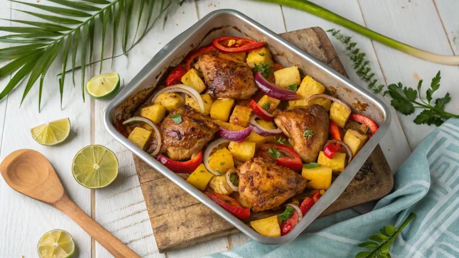 Hawaiian Chicken Sheet Pan with pineapple and veggies