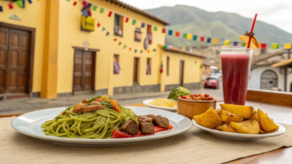 Step-by-step process of making Tallarines Verdes.