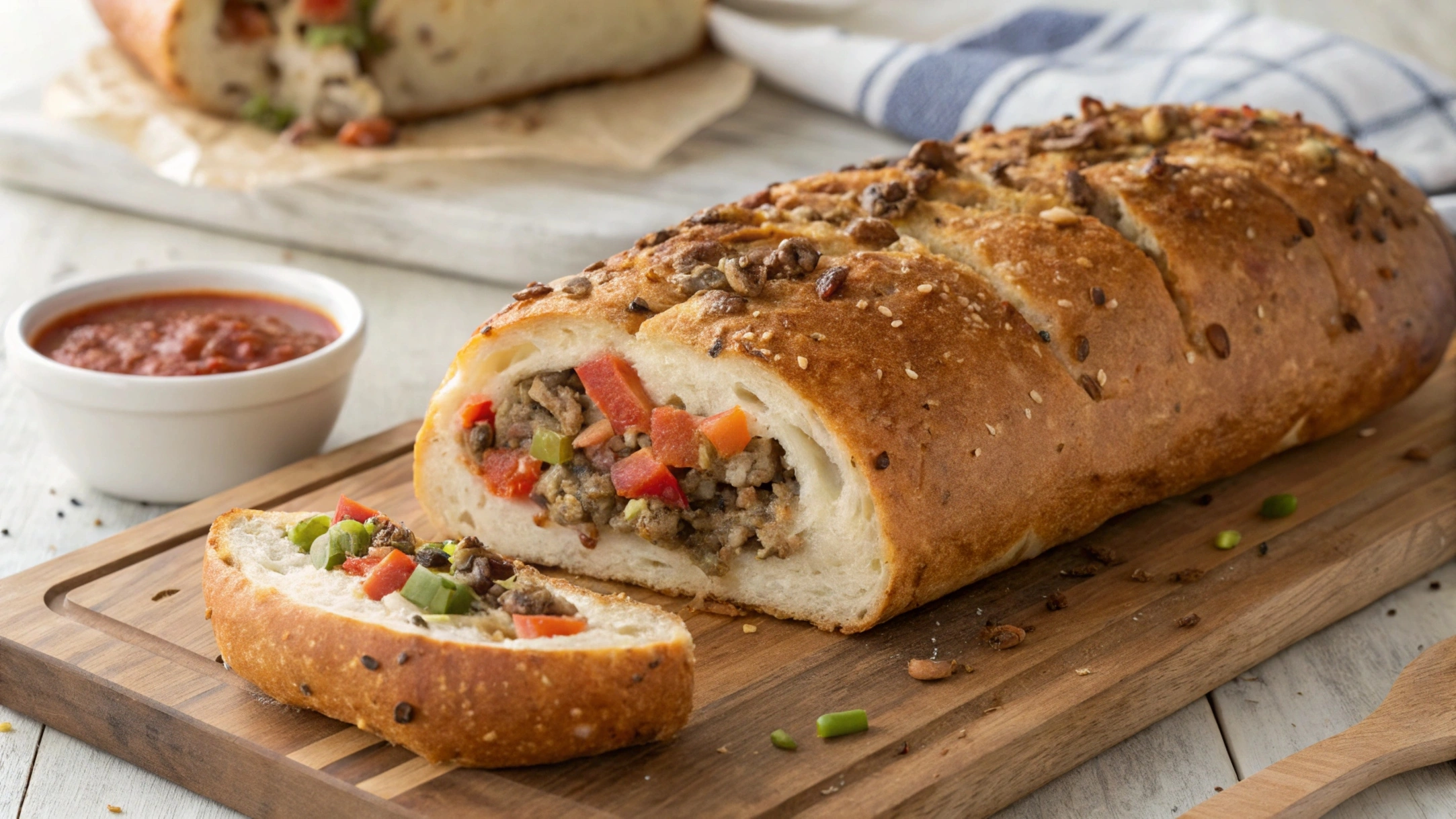 Three unique variations of Garbage Bread served on plates