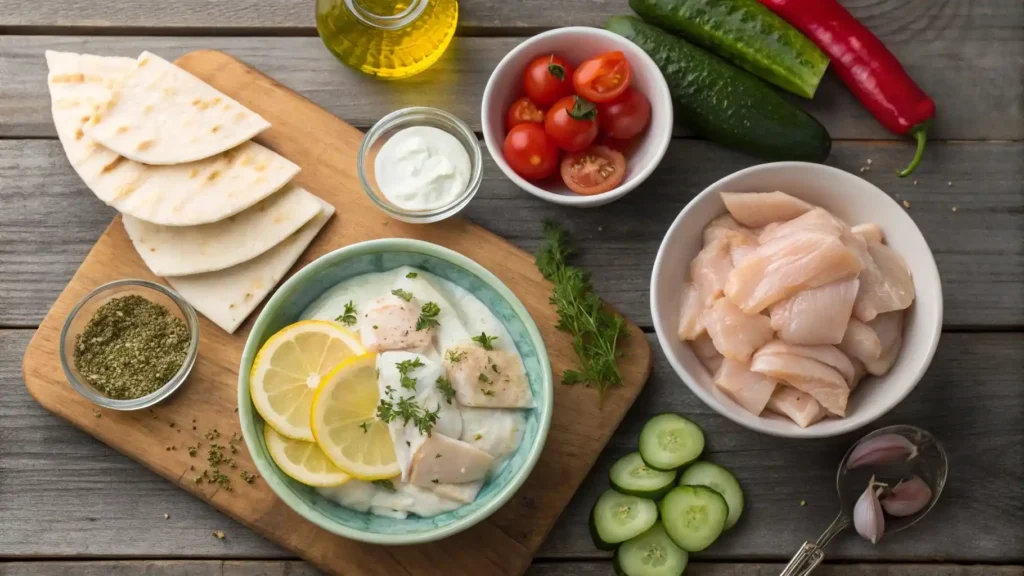 Ingredients for Greek Chicken Gyros