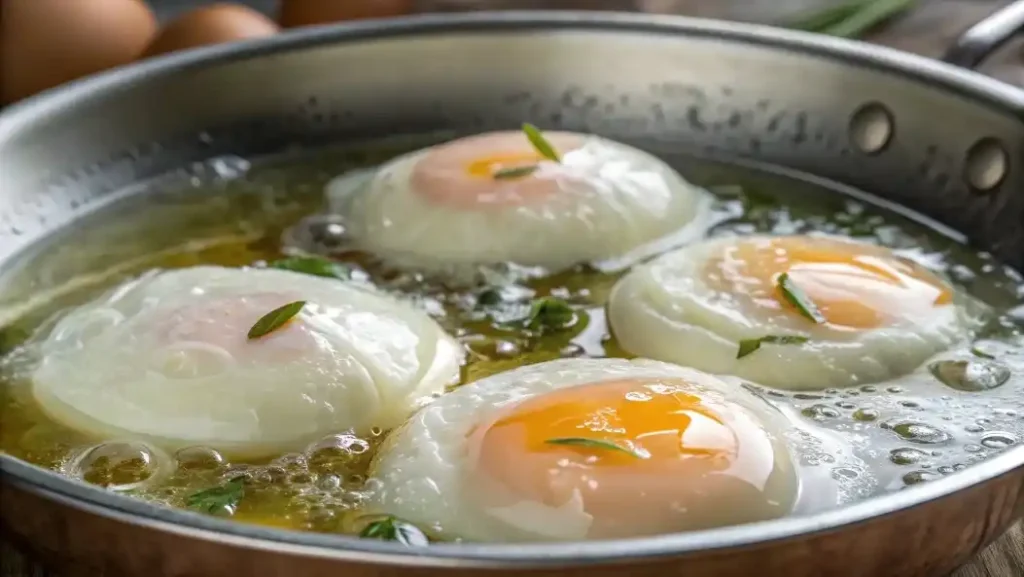 Close-up of poached eggs
