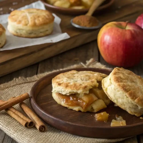 Alt Text: Freshly baked apple pie biscuits with cinnamon and apples