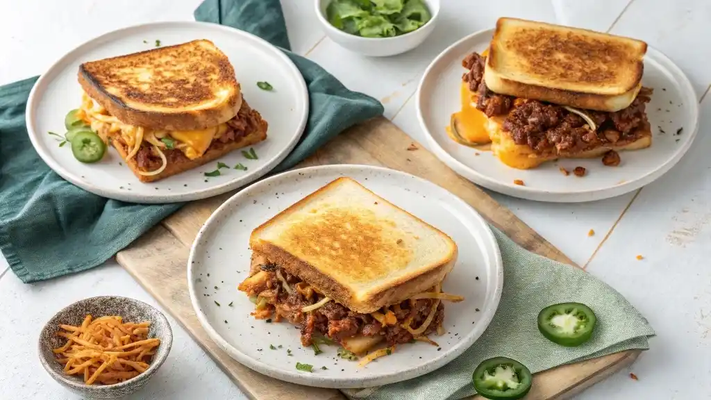 Three variations of Texas Toast Sloppy Joes - classic, BBQ, and spicy