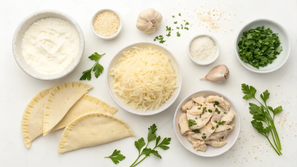 Ingredients for Chicken Alfredo Air Fryer Calzones